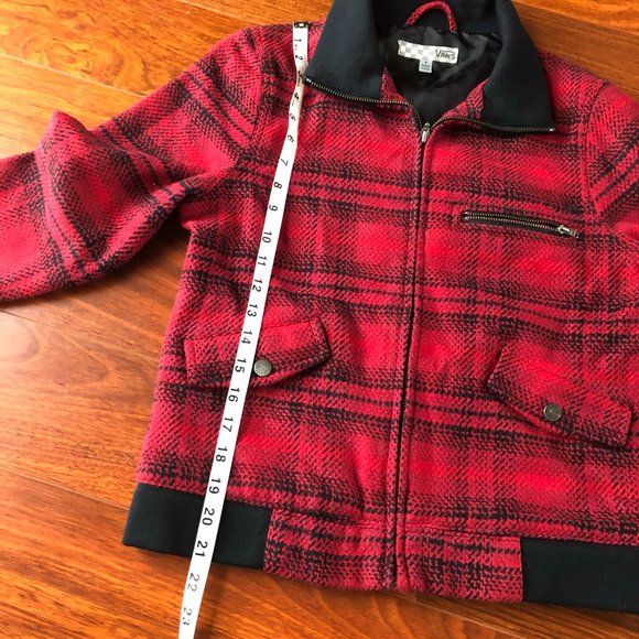 Vans Plaid Flannel Look Red Zip Up Bomber Jacket Size Medium - Picture 10 of 10